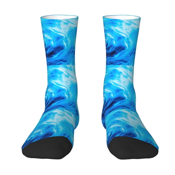 Uemuo Blue Shell Pattern Women's Crew Socks, Soft Durable Breathable Moisture-Wicking with Odor Control Cotton socks