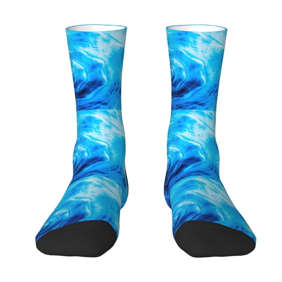 Uemuo Blue Shell Pattern Women's Crew Socks, Soft Durable Breathable Moisture-Wicking with Odor Control Cotton socks