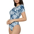 thumbnail image 1 of Uemuo Blue Shells Pattern Women's One Piece Short Sleeve Swimsuit Rash Guard Surfing Modest Quick-drying Swimsuit Beach Essentials-Small, 1 of 9