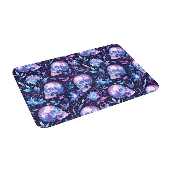 Uemuo Blue Skull Crystal Printed Door Mat Indoor Doormat 16"x24",Front Back Door Mats Non Slip Entrance Rugs,Inside Doormats for Entryway