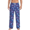 thumbnail image 1 of Uemuo Blue Skull Flower Pattern Men's Wide Leg Palazzo Lounge Pants with Pockets Light Weight Loose Comfy Casual Pajama Pants-Medium, 1 of 9