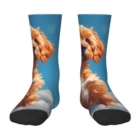 Uemuo Blue Sky Cloud Puppy Printed Kids Boys Socks Seamless Crew Socks Crazy Funny Athletic Sport Socks for Children