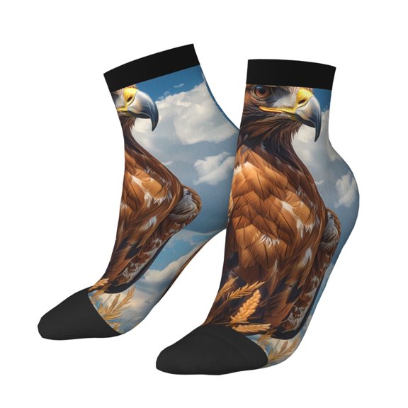 Uemuo Blue Sky White Cloud Eagle Printed Crew Socks, Moisture-Wicking Socks, Athletic Socks for Men Breathable Cushion Socks Casual Sport Socks for Running Traveling