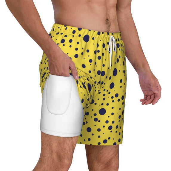 Uemuo Blue Spots Pattern Mens Swim Trunks Quick Dry Board Shorts with Mesh Lining, Stretch Beach Shorts Quick Dry No-Chafing Board Shorts-Medium