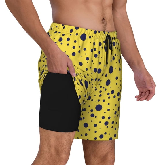 Uemuo Blue Spots Pattern Mens Swim Trunks Quick Dry Board Shorts with Mesh Lining, Stretch Beach Shorts Quick Dry No-Chafing Board Shorts-Small