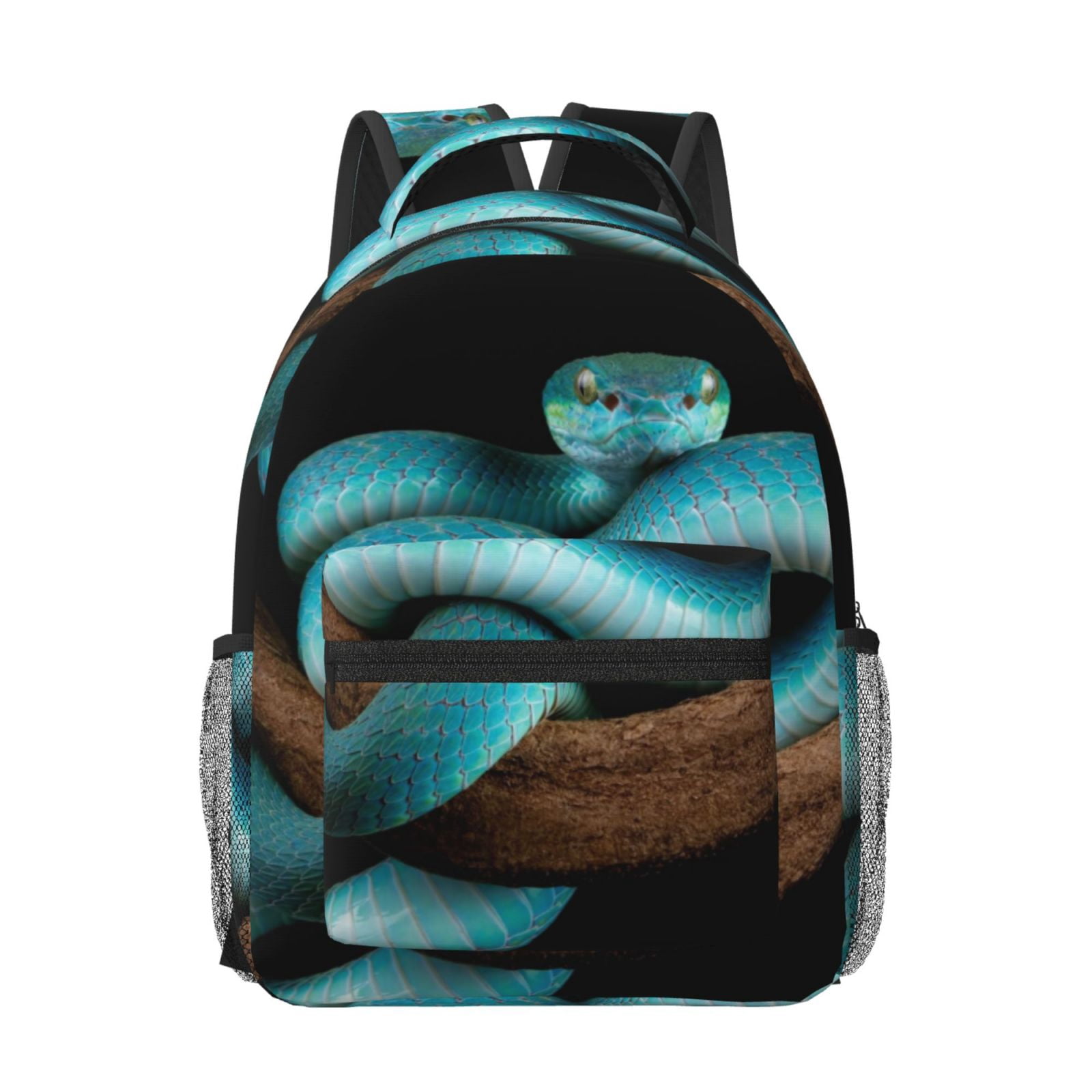 Snake Pattern Backpack Uemuo Blue Viper Snake Printed Student Durable Water-resistant Backpack ...