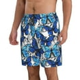thumbnail image 1 of Uemuo Blue and White Butterflies Pattern Men's Swim Trunks Hawaiian Beach Bathing Suit Swimsuits Beach Quick-Dry Shorts with Pockets-XX-Large, 1 of 9