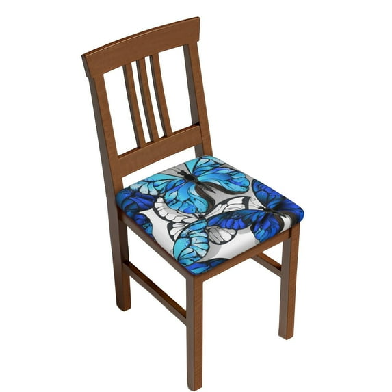 Uemuo Blue and White Butterflies Pattern Waterproof Square Couch Cushion Covers, Magic Sofa Covers Washable, Stretch Sofa Seat Cushion Slipcovers
