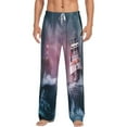 thumbnail image 1 of Uemuo Boat Lighthouse Storm Waves Pattern Men's Wide Leg Palazzo Lounge Pants with Pockets Light Weight Loose Comfy Casual Pajama Pants-Large, 1 of 9
