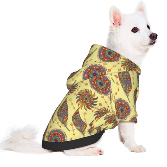 Uemuo Bohemia for Winter Dog Hoodie Sweatshirts with Pockets Warm Dog Clothes for Small Dogs Chihuahua-Small