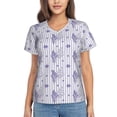 thumbnail image 1 of Uemuo Bouquet and Lavender Flowers Printed Women's Classic V-Neck T-Shirt - Soft, Breathable, Moisture-Wicking, Perfect for Casual, Office, Travel, and Everyday Wear-Small, 1 of 5