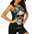 thumbnail image 1 of Uemuo Bow Flower Skull Pattern Workout Tank Tops for Women Breathable Moisture-wicking tank top Sleeveless Running Loose Fit Yoga Tops Active Shirts Sports Gym Exercise, 1 of 9