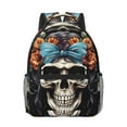 thumbnail image 1 of Uemuo Bow Flower Skull Printed Student Durable Water-resistant Backpack,Travel Backpack,Outdoor Activities Backpack, Laptop Backpack, Multi-compartment Backpack, 1 of 5