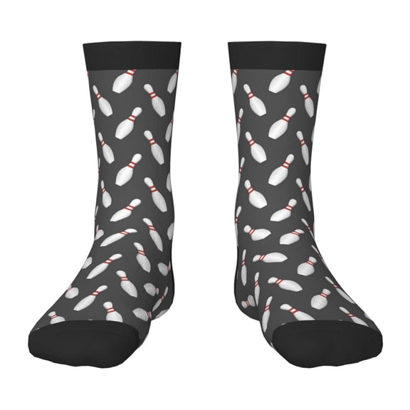 Uemuo Bowling Pins Printed Kids Boys Socks Seamless Crew Socks Crazy Funny Athletic Sport Socks for Children