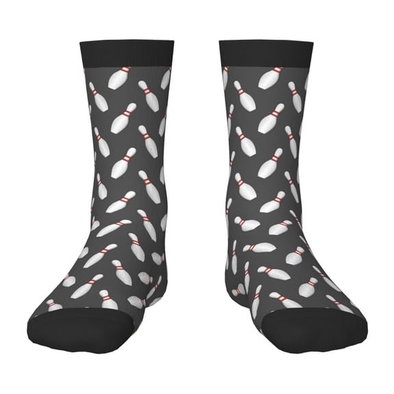 Uemuo Bowling Pins Printed Kids Boys Socks Seamless Crew Socks Crazy Funny Athletic Sport Socks for Children