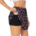 thumbnail image 1 of Uemuo Breast Cancer Awareness (2) Pattern Women's Athletic Shorts High Waisted Running Shorts with Liner Pockets Gym Elastic Workout Shorts-, 1 of 9