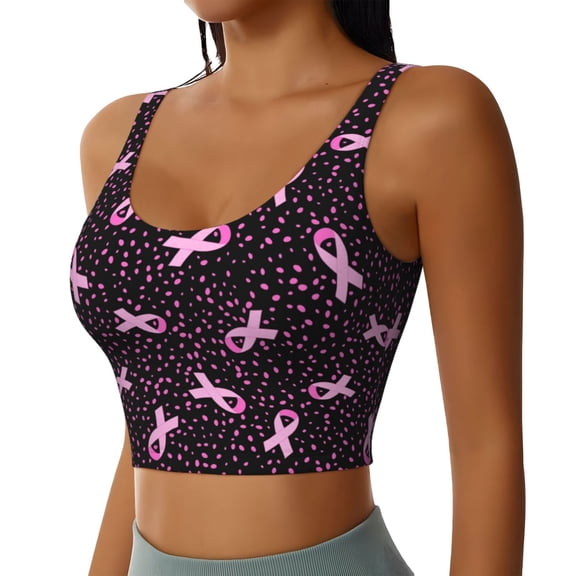 Uemuo Breast Cancer Awareness3 Pattern Women's Sports Bra - High Impact Support, Breathable, and Comfortable Athletic Bra for Running, Yoga, and Workouts