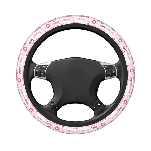 Uemuo Breast Cancer Pink Ribbons Awareness (2) Printed Car Elastic Steering Wheel Cover - Universal Car Accessory for Diverse Cars Anti-Slip, and Comfortable- 15"