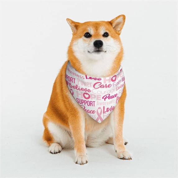 Uemuo Breast Cancer Pink Ribbons Awareness (2) Summer Dog Bandanas,Cat Pet scarf,Soft Cotton Puppy Cat Scarfs Washable,Pets Gift-Large