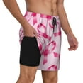 thumbnail image 1 of Uemuo Breast Cancer Ribbons Awareness Pattern Mens Swim Trunks Quick Dry Board Shorts with Mesh Lining, Stretch Beach Shorts Quick Dry No-Chafing Board Shorts-, 1 of 9