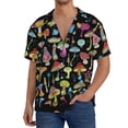 thumbnail image 1 of Uemuo Bright Mushrooms Pattern Cotton Linen Short Sleeve Shirts,Casual Lightweight Button Down Shirts,Vacation Beach Summer Tops-Small, 1 of 7