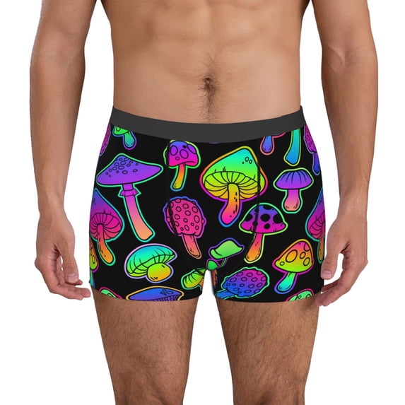 Uemuo Bright Mushrooms Pattern Men's Boxer Briefs,Trunk Anti-Chafing,Comfortable, Durable, and Stylish Underwear-XX-Large