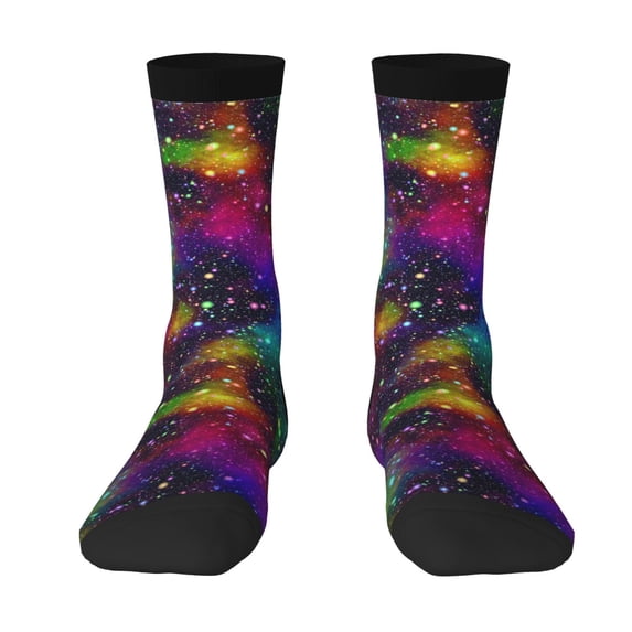 Uemuo Bright Universe Pattern Women's Crew Socks, Soft Durable Breathable Moisture-Wicking with Odor Control Cotton socks
