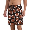 thumbnail image 1 of Uemuo Brown Football On Black Pattern Men's Swim Trunks Hawaiian Beach Bathing Suit Swimsuits Beach Quick-Dry Shorts with Pockets-Large, 1 of 9