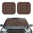 thumbnail image 1 of Uemuo Brown Gold Grid Printed 2 PCS Car Windshield Sun Shade, Auto Sun Heat and UV Rays Blocker, Foldable Automotive Front Window Sunshade Protector, 1 of 7