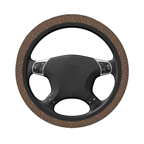 Uemuo Brown Leopard Printed Car Elastic Steering Wheel Cover - Universal Car Accessory for Diverse Cars Anti-Slip, and Comfortable- 15"