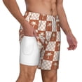 thumbnail image 1 of Uemuo Brown Palms Pattern Mens Swim Trunks Quick Dry Board Shorts with Mesh Lining, Stretch Beach Shorts Quick Dry No-Chafing Board Shorts-X-Large, 1 of 9