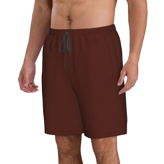 Uemuo Brown Pattern Men's Swim Trunks Hawaiian Beach Bathing Suit Swimsuits Beach Quick-Dry Shorts with Pockets-XX-Large