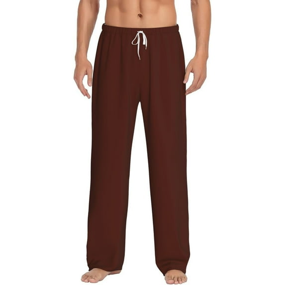 Uemuo Brown Pattern Men's Wide Leg Palazzo Lounge Pants with Pockets Light Weight Loose Comfy Casual Pajama Pants-Large