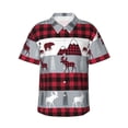 thumbnail image 1 of Uemuo Buffalo Plaid Forest Printed Regular Fit Short Sleeve Casual Hawaiian Shirt for Men,Aloha shirt,Tropical shirt,Floral print shirt,Vacation Beach shirt-Small, 1 of 9