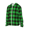 thumbnail image 1 of Uemuo Buffalo Plaid Green Black Pattern Women's Full Zip UPF 50+ Sun Protection Hoodie Jacket Long Sleeve Sun Shirt Hiking Outdoor Performance with Pockets-Large, 1 of 9