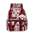 thumbnail image 1 of Uemuo Buffalo Plaid Love And Gnome Printed Student Durable Water-resistant Backpack,Travel Backpack,Outdoor Activities Backpack, Laptop Backpack, Multi-compartment Backpack, 1 of 5