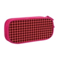 thumbnail image 1 of Uemuo Buffalo Plaid Red Black Printed Pencil Pen Case, Portable Pencil Pouch with Zipper, Compact Stationery Bag Makeup Bag, Pencil Bag for Home Office, 1 of 1