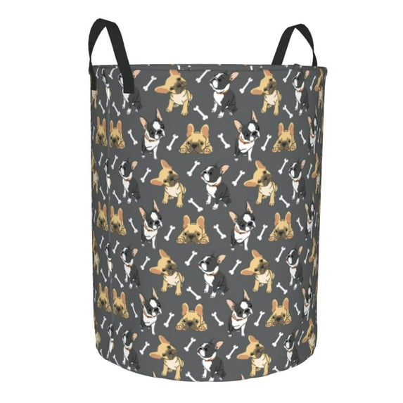 Uemuo Bulldog Print Pattern Circular Laundry Hamper Basket with handles,Collapsible laundry basket,Large capacity laundry hamper,Laundry Organizer-Small