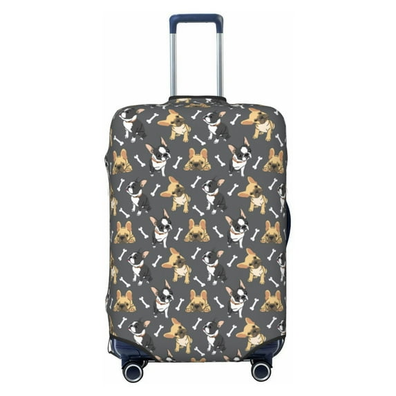 Uemuo Bulldog Print Printed Washable Luggage Cover - Fashion Suitcase Protector Fits 18-32 Inch Luggage -Medium