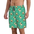 thumbnail image 1 of Uemuo Bulldog Puppy Flower Pattern Men's Swim Trunks Hawaiian Beach Bathing Suit Swimsuits Beach Quick-Dry Shorts with Pockets-Small, 1 of 9