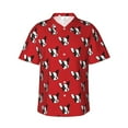 thumbnail image 1 of Uemuo Bulldog Red Printed Regular Fit Short Sleeve Casual Hawaiian Shirt for Men,Aloha shirt,Tropical shirt,Floral print shirt,Vacation Beach shirt-Large, 1 of 9