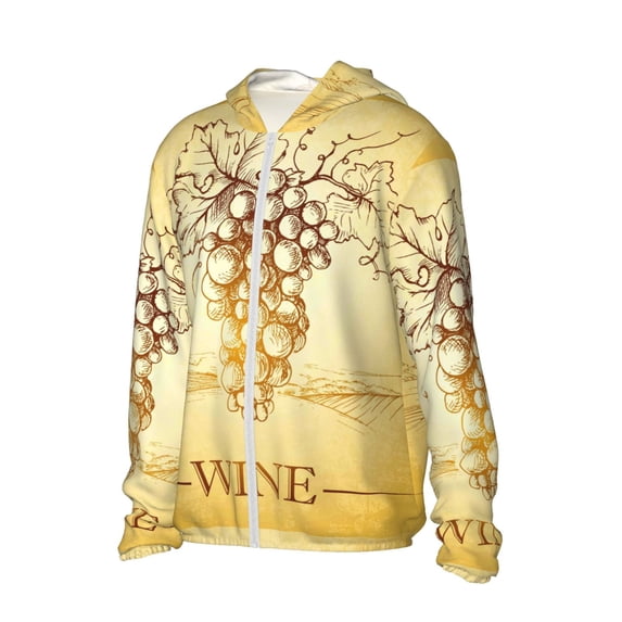 Uemuo Bunch of Grapes Pattern Women's Full Zip UPF 50+ Sun Protection Hoodie Jacket Long Sleeve Sun Shirt Hiking Outdoor Performance with Pockets-Medium