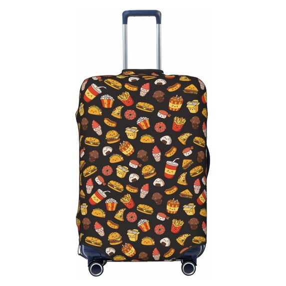 Uemuo Burger Fries Printed Washable Luggage Cover - Fashion Suitcase Protector Fits 18-32 Inch Luggage -Small