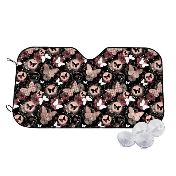 Uemuo Butterflies1 Pattern Accordion Car Windshield Sun Shade, Foldable Reflective Sun Visor for Car, Reflector Windshield Sunshade-Small