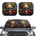 thumbnail image 1 of Uemuo Butterfly Flower Plant Skull Printed 2 PCS Car Windshield Sun Shade, Auto Sun Heat and UV Rays Blocker, Foldable Automotive Front Window Sunshade Protector, 1 of 7