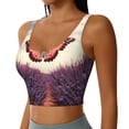 thumbnail image 1 of Uemuo Butterfly Over Lavender Pattern Women's Sports Bra - High Impact Support, Breathable, and Comfortable Athletic Bra for Running, Yoga, and Workouts, 1 of 9