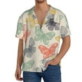 thumbnail image 1 of Uemuo Butterfly Pattern Cotton Linen Short Sleeve Shirts,Casual Lightweight Button Down Shirts,Vacation Beach Summer Tops-3X-Large, 1 of 7