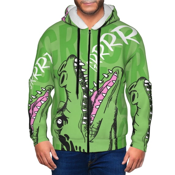 Uemuo CROCODILE HEAD for Men's Fashion Full-zip Hoodies & Sweatshirts with Kangaroo Pocket, Zip-up Hooded Sweatshirt, Moisture Wicking & Breathable-Medium
