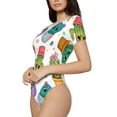 thumbnail image 1 of Uemuo Cactus And Insects Pattern Women's One Piece Short Sleeve Swimsuit Rash Guard Surfing Modest Quick-drying Swimsuit Beach Essentials-Medium, 1 of 9