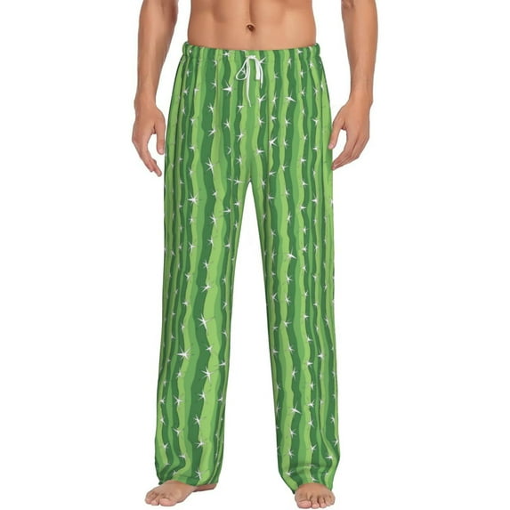 Uemuo Cactus Pattern Men's Wide Leg Palazzo Lounge Pants with Pockets Light Weight Loose Comfy Casual Pajama Pants-X-Large